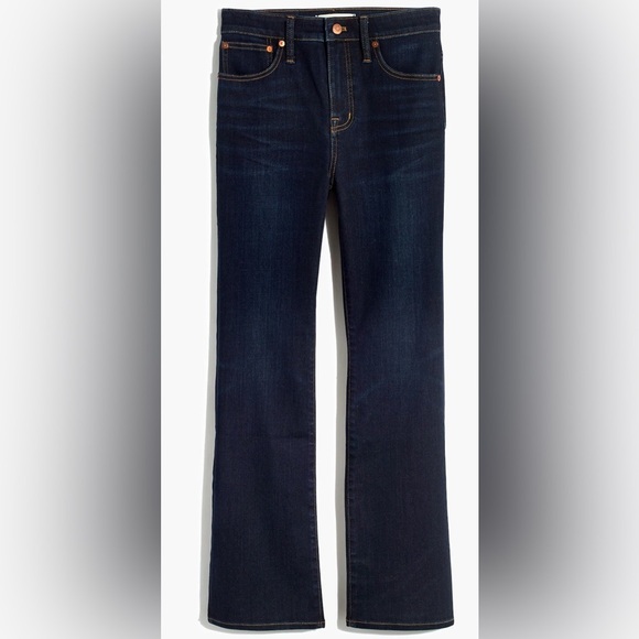 Madewell Jeans Denim Cali Demi Boot Cut Lucille Wash Dark Blue Solid Navy Cotton - Picture 1 of 14